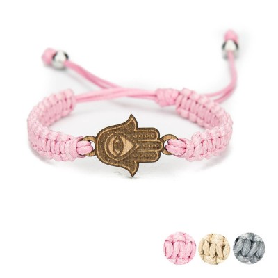Picture for: Wooden Bracelet Lady Hamsa Anigre Cotton