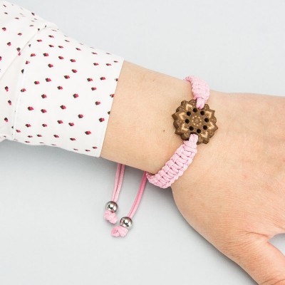 Picture 2 for: Wooden Bracelet Lady Mandala Anigre Cotton