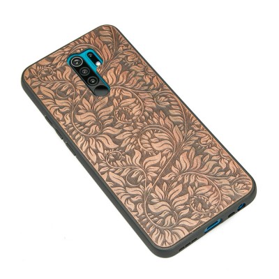 Obrazek 2 dla: Drewniane Etui Xiaomi Redmi 9 LIŚCIE JABŁOŃ