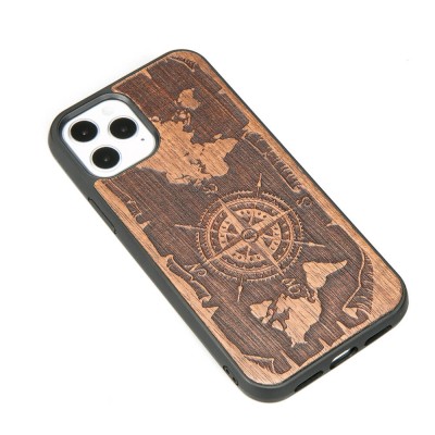 Obrazek 2 dla: Drewniane Etui na iPhone 12 / 12 Pro RÓŻA WIATRÓW MERBAU