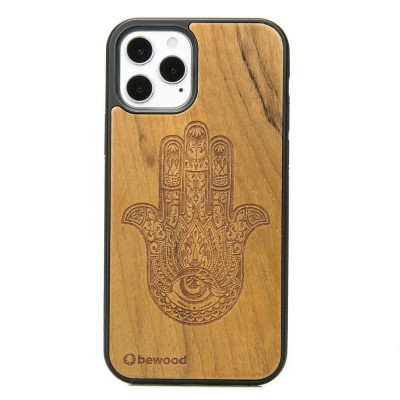 Obrazek dla: Drewniane Etui na iPhone 12 / 12 Pro HAMSA IMBUIA