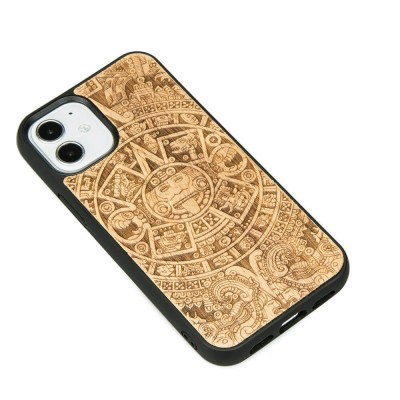 Obrazek 2 dla: Drewniane Etui na iPhone 12 Mini KALENDARZ AZTECKI ANIEGRE