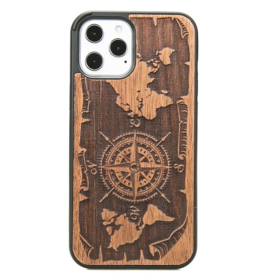 Obrazek dla: Drewniane Etui na iPhone 12 Pro Max RÓŻA WIATRÓW MERBAU