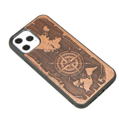 Obrazek 2 dla: Drewniane Etui na iPhone 12 Pro Max RÓŻA WIATRÓW MERBAU