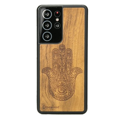 Obrazek dla: Drewniane Etui na Samsung Galaxy S21 Ultra HAMSA IMBUIA