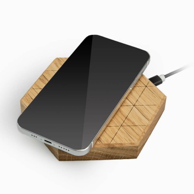 Obrazek dla: Ładowarka indukcyjna Bewood Slim Hexagon QI 15W Dąb