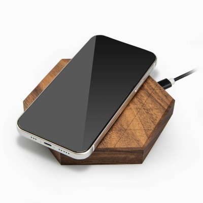 Obrazek dla: Ładowarka indukcyjna Bewood Slim Hexagon QI 15W Orzech