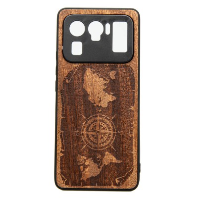 Obrazek dla: Drewniane Etui Xiaomi Mi 11 Ultra RÓŻA WIATRÓW MERBAU