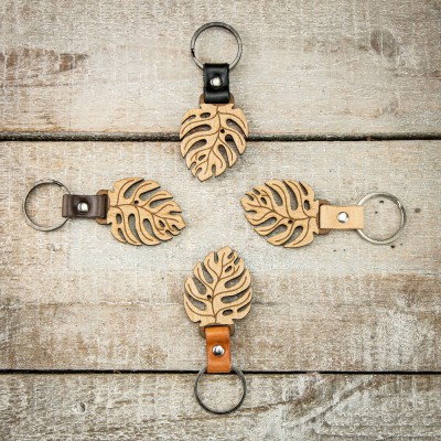 Obrazek 2 dla: Drewniany Brelok Leather Monstera Aniegre