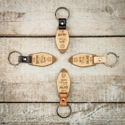 Picture 2 for: Wooden Keychain Leather Journey Anigre