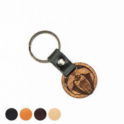 Picture for: Wooden Keychain Leather Geometric Bear Merbau