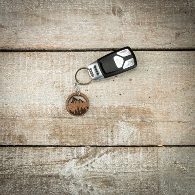 Picture 2 for: Wooden Keychain Basic Mountains Merbau