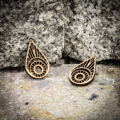 Picture 2 for: Wooden earrings TEAR Anigre
