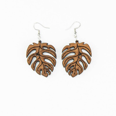 Picture for: Wooden earrings MONSTERA Merbau
