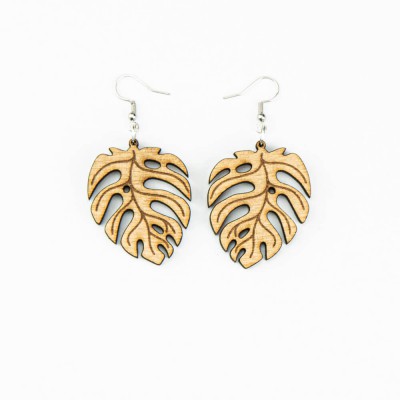 Picture for: Wooden earrings MONSTERA Anigre