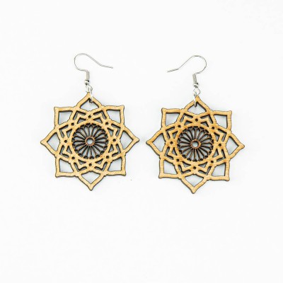 Picture for: Wooden earrings MANDALA Anigre