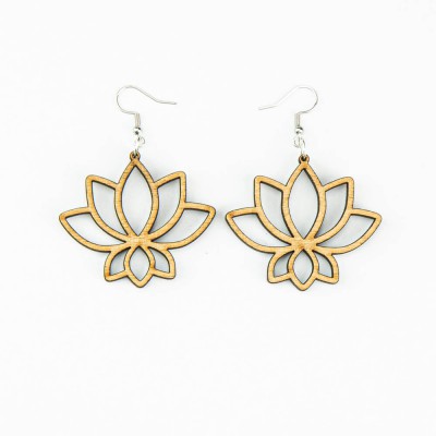 Picture for: Wooden earrings LOTUS Anigre