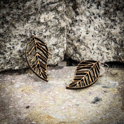 Picture 2 for: Wooden earrings LEAFS NO 2 Anigre