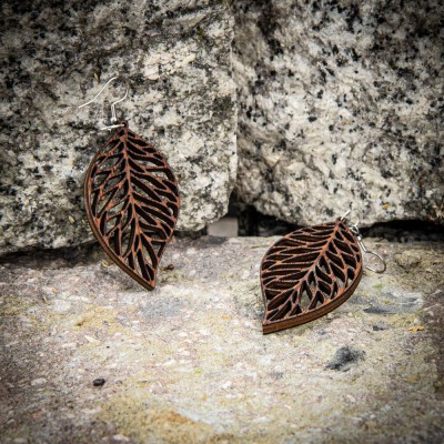 Picture 2 for: Wooden earrings LEAFS NO 1 Merbau