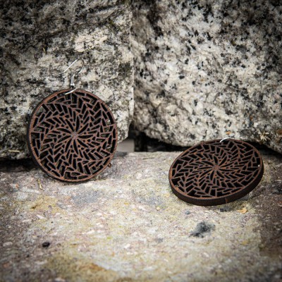 Picture 2 for: Wooden earrings GEOMETRIC CIRCLE Merbau