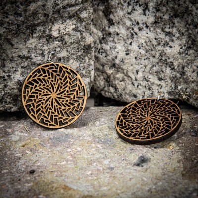 Picture 2 for: Wooden earrings GEOMETRIC CIRCLE Anigre