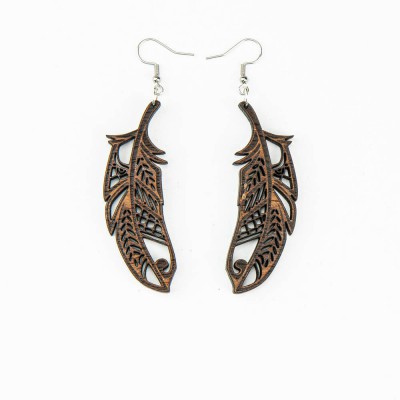 Picture for: Wooden earrings FEATHER Merbau