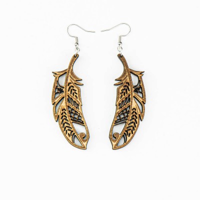 Picture for: Wooden earrings FEATHER Anigre