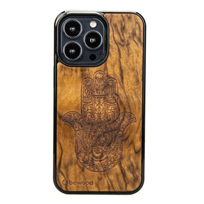 Obrazek dla: Drewniane Etui na iPhone 13 Pro HAMSA IMBUIA