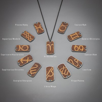 Obrazek 2 dla: Nieśmiertelnik Bewood Znak Zodiaku Imbuia Czarny