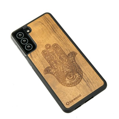 Obrazek 2 dla: Drewniane Etui na Samsung Galaxy S21 FE HAMSA IMBUIA