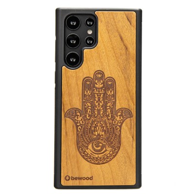 Obrazek dla: Drewniane Etui na Samsung Galaxy S22 Ultra HAMSA IMBUIA