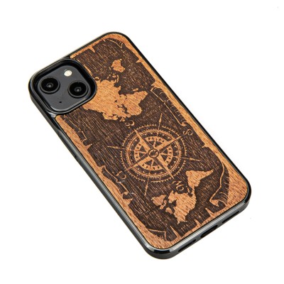 Obrazek 2 dla: Drewniane Etui Bewood na iPhone 14 RÓŻA WIATRÓW MERBAU