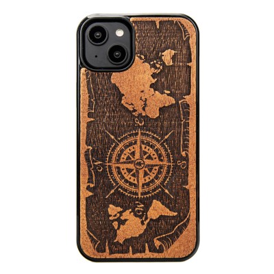 Obrazek dla: Drewniane Etui Bewood na iPhone 14 Plus RÓŻA WIATRÓW MERBAU