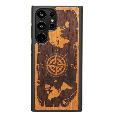Obrazek dla: Drewniane Etui Bewood na Samsung Galaxy S23 Ultra RÓŻA WIATRÓW MERBAU