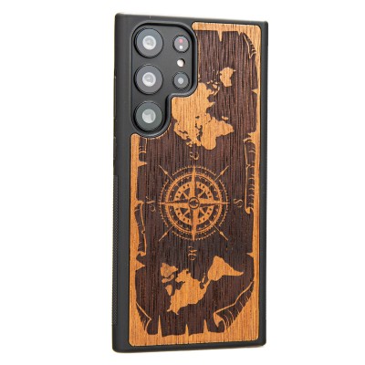 Obrazek 2 dla: Drewniane Etui Bewood na Samsung Galaxy S23 Ultra RÓŻA WIATRÓW MERBAU