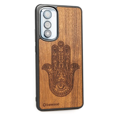 Obrazek 2 dla: Drewniane Etui Bewood Motorola Edge 30 HAMSA IMBUIA