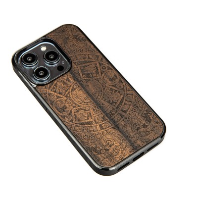 Obrazek 2 dla: Drewniane Etui Bewood do iPhone 15 Pro KALENDARZ AZTECKI ZIRICOTE