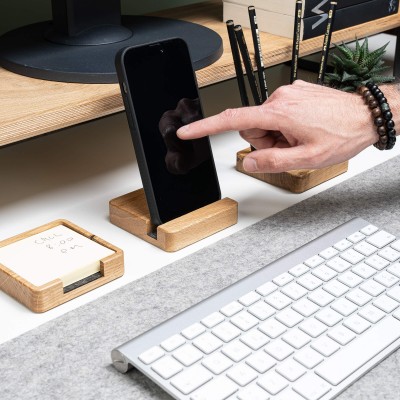 Picture 2 for: Wooden Phone Stand Organizer  Oak