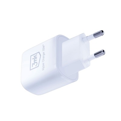 Obrazek 2 dla: Ładowarka sieciowa 3mk Hyper Charger USBA, USBC QC 3.0, PD 20W, biała