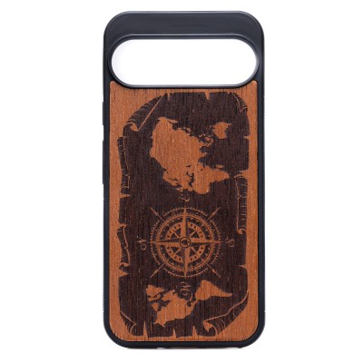 Obrazek dla: Drewniane Etui Bewood do Google Pixel 9/9 Pro RÓŻA WIATRÓW MERBAU