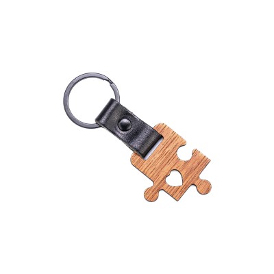 Obrazek dla: Drewniany Brelok Leather Puzzel Merbau  Czarny