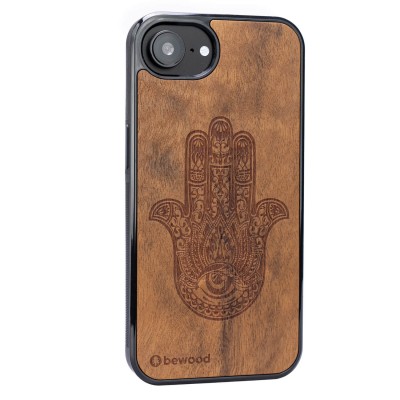 Obrazek 2 dla: Drewniane Etui Bewood do iPhone 17e / 16e HAMSA IMBUIA