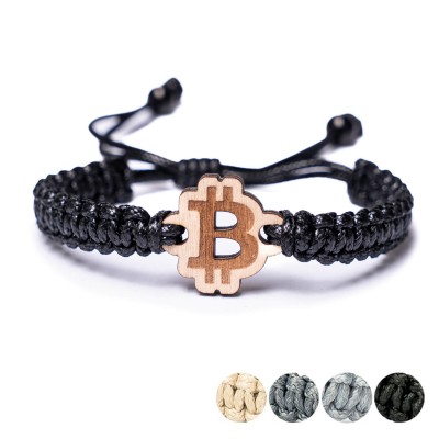 Obrazek dla: Drewniana bransoletka Bitcoin Aniegre Pleciona