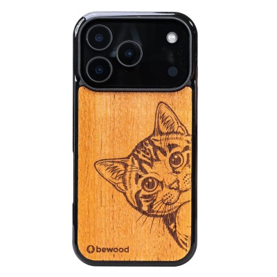 Obrazek dla: Drewniane Etui Bewood do iPhone 17 Pro CAT LOVER MERBAU