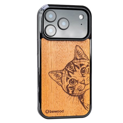 Obrazek 2 dla: Drewniane Etui Bewood do iPhone 17 Pro CAT LOVER MERBAU