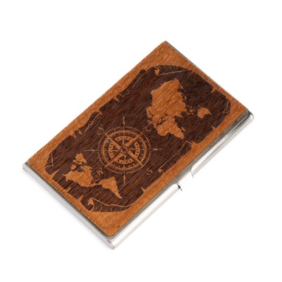 Picture for: Business Card Holder Inox Compass Merbau