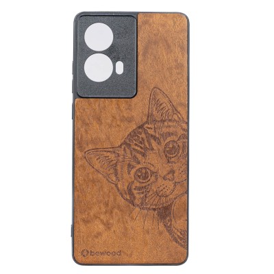 Obrazek dla: Drewniane Etui Bewood do Motorola G85 5G CAT LOVER IMBUIA