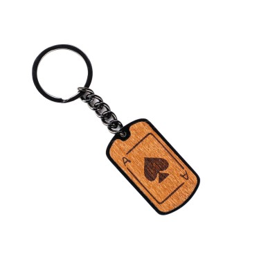 Picture for: Wooden Keychain  Ace of Spades  Merbau
