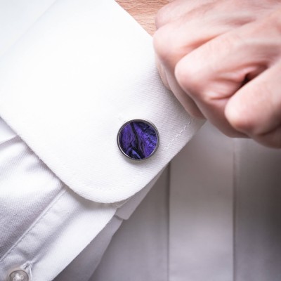 Obrazek 2 dla: Spinki do mankietów Bewood Unique  Violet  Silver  18mm