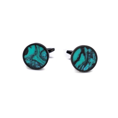Picture for: Cufflinks Bewood Unique  Turquoise  Black  18mm